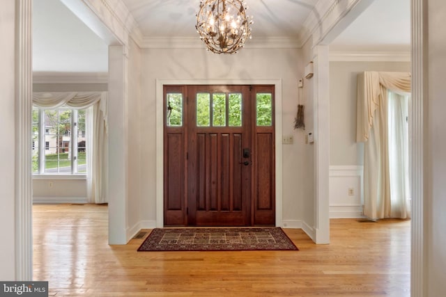 2 Turnberry Way, New Hope, PA 18938 - entryway featuring a chandelier, light wood-style flooring, ornamental molding, and baseboards