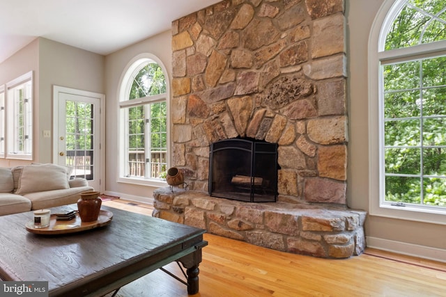 2 Turnberry Way, New Hope, PA 18938 - living room with wood finished floors, baseboards, and a fireplace