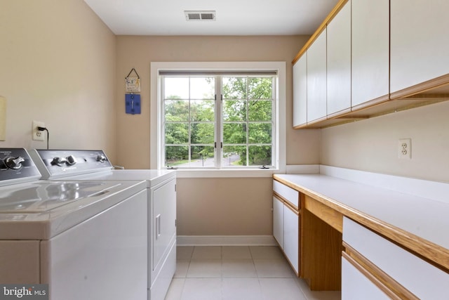 2 Turnberry Way, New Hope, PA 18938 - laundry room featuring cabinet space, separate washer and dryer, baseboards, and light tile patterned floors