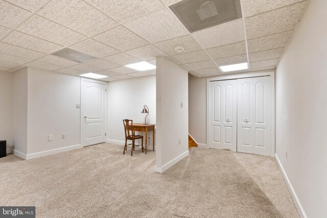2 Turnberry Way, New Hope, PA 18938 - finished below grade area featuring carpet flooring, a drop ceiling, and baseboards