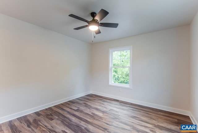 205 League Ln, Lovingston, VA 22949 - spare room featuring baseboards, wood finished floors, and a ceiling fan