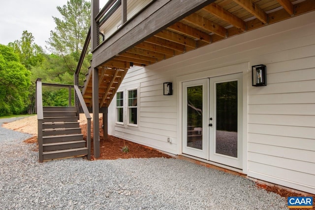 205 League Ln, Lovingston, VA 22949 - view of patio / terrace with stairs and french doors