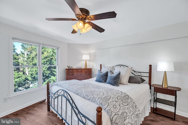 6190 Little Valley Way, Alexandria, VA 22310 - bedroom with baseboards, dark wood-style floors, and a ceiling fan