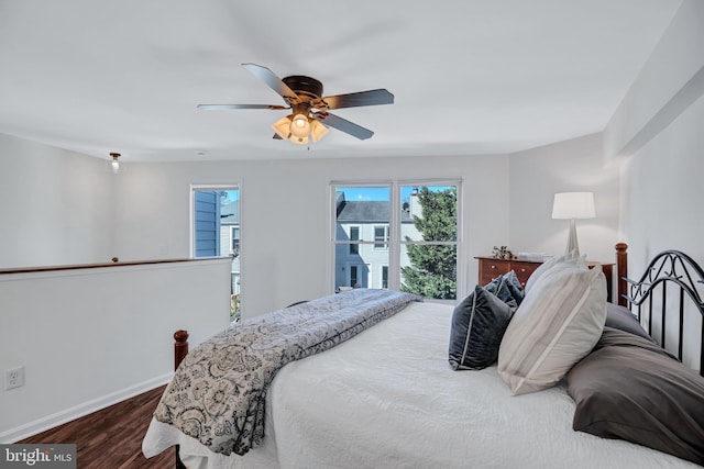 6190 Little Valley Way, Alexandria, VA 22310 - bedroom featuring multiple windows, wood finished floors, baseboards, and a ceiling fan