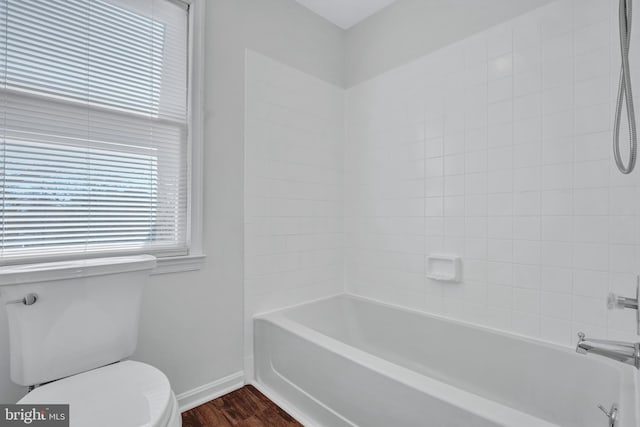 6190 Little Valley Way, Alexandria, VA 22310 - full bath featuring baseboards, toilet, wood finished floors, and shower / washtub combination