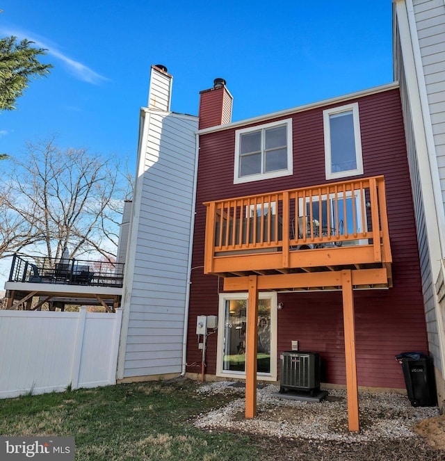 6190 Little Valley Way, Alexandria, VA 22310 - rear view of house with central AC unit and a chimney