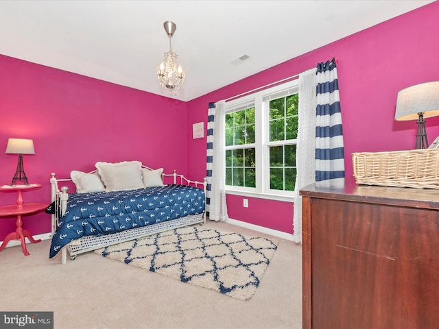 2619 Washington Way, Manchester, MD 21102 - carpeted bedroom with baseboards and a chandelier