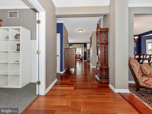 2619 Washington Way, Manchester, MD 21102 - hallway featuring crown molding, wood finished floors, and baseboards