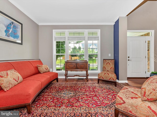 2619 Washington Way, Manchester, MD 21102 - living room with wood finished floors, crown molding, and baseboards