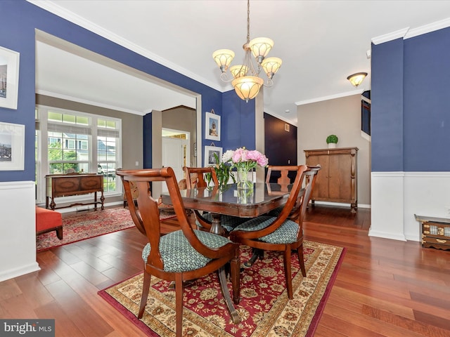 2619 Washington Way, Manchester, MD 21102 - dining space featuring wood finished floors, a chandelier, crown molding, and baseboards