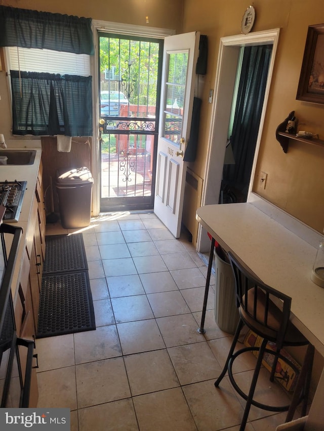 1605 Argonne Dr, Baltimore, MD 21218 - entryway featuring light tile patterned floors and a sink