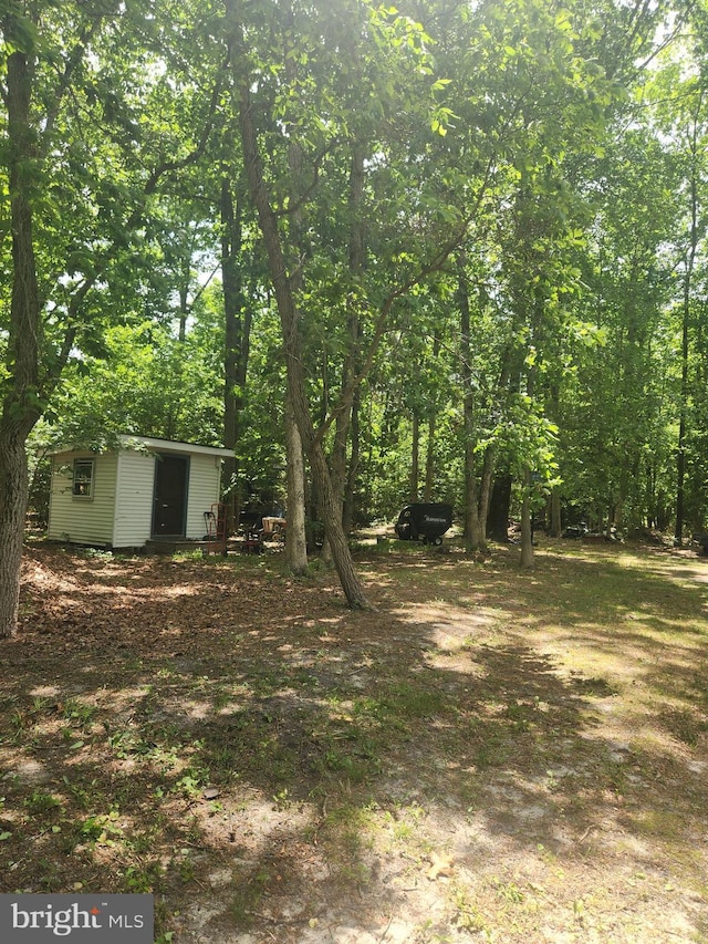 view of yard featuring an outdoor structure