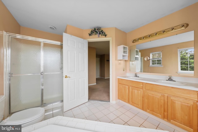19 Pear Tree Pl, Sewell, NJ 08080 - bathroom featuring tile patterned flooring, a shower stall, and double vanity