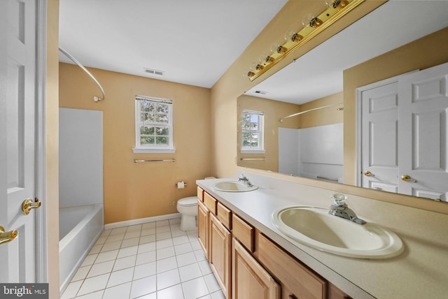 19 Pear Tree Pl, Sewell, NJ 08080 - bathroom with shower / tub combination, double vanity, toilet, tile patterned floors, and baseboards