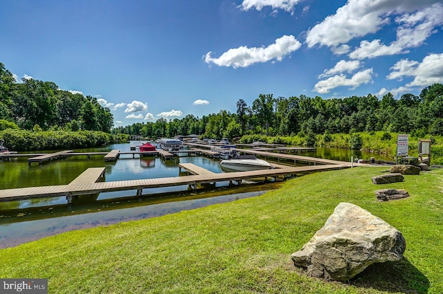63 Lake Forest Dr, Mineral, VA 23117 - dock area with a yard and a water view