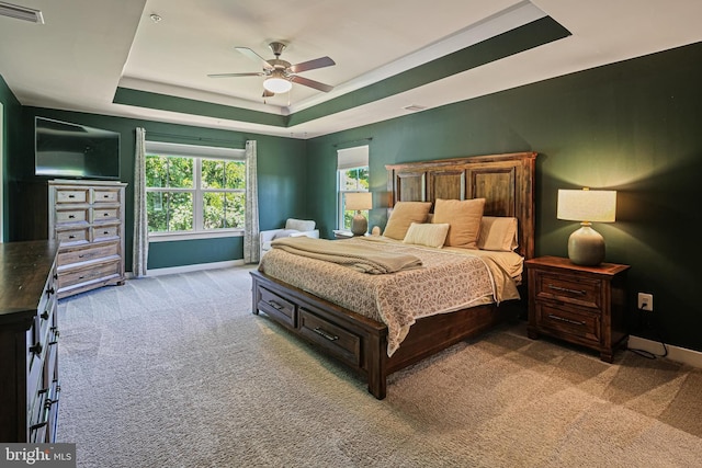 6023 Charles Henry Pl, Hanover, MD 21076 - carpeted bedroom with a raised ceiling, baseboards, and a ceiling fan