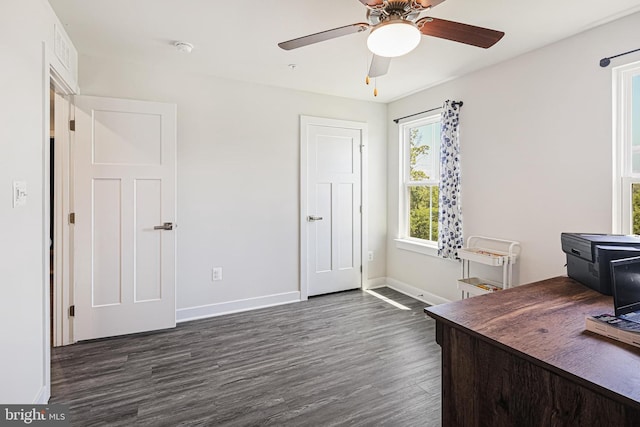 6023 Charles Henry Pl, Hanover, MD 21076 - office space with dark wood-style flooring, a ceiling fan, and baseboards