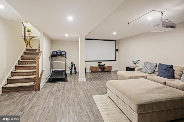 6023 Charles Henry Pl, Hanover, MD 21076 - home theater with recessed lighting, wood finished floors, and baseboards