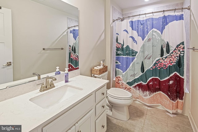 6023 Charles Henry Pl, Hanover, MD 21076 - full bathroom featuring tile patterned flooring, toilet, vanity, and a shower with curtain