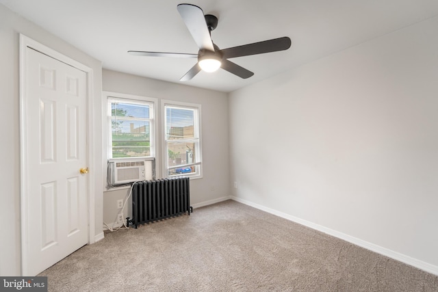 41 Bellevue Ter, Collingswood, NJ 08108 - unfurnished bedroom with radiator heating unit, carpet floors, cooling unit, and a ceiling fan