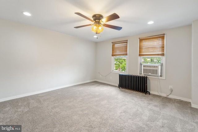 41 Bellevue Ter, Collingswood, NJ 08108 - carpeted empty room featuring radiator, a ceiling fan, cooling unit, and recessed lighting