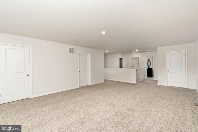610 Long Meadow Dr, Fredericksburg, VA 22406 - unfurnished living room featuring light carpet, baseboards, and recessed lighting