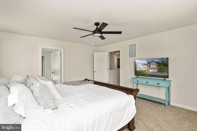 610 Long Meadow Dr, Fredericksburg, VA 22406 - bedroom with light carpet, a ceiling fan, and baseboards