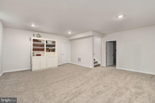 610 Long Meadow Dr, Fredericksburg, VA 22406 - carpeted empty room featuring baseboards, stairway, and recessed lighting