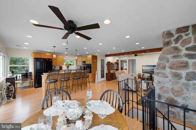 295 Chesapeake Ave, Prince Frederick, MD 20678 - dining space featuring ceiling fan, recessed lighting, and light wood-style floors