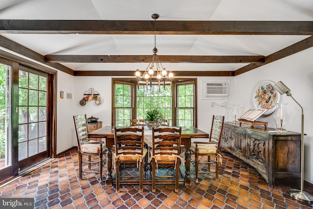 18919 Diary Rd, Montgomery Village, MD 20886 - dining room with a chandelier and a wall mounted AC