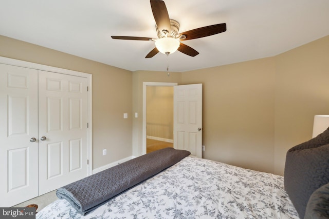 13016 Brookmead Dr, Manassas, VA 20112 - bedroom with a closet, a ceiling fan, and baseboards