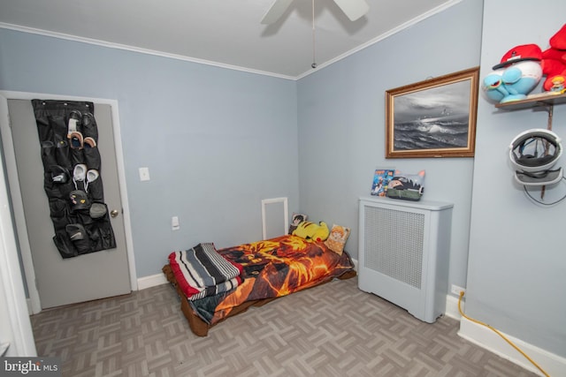 3444 G St, Philadelphia, PA 19134 - bedroom featuring crown molding, ceiling fan, and baseboards