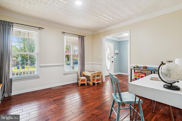 16719 Tintagel Ct, Dumfries, VA 22025 - office space with dark wood finished floors, crown molding, and baseboards