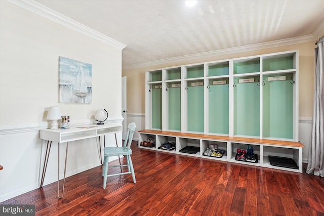16719 Tintagel Ct, Dumfries, VA 22025 - mudroom featuring ornamental molding and wood finished floors