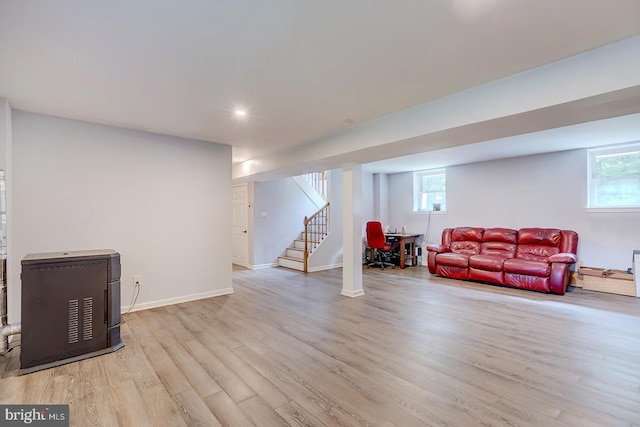 14298 S Union Church Rd, Ellendale, DE 19941 - living room with light wood-style flooring, stairway, baseboards, plenty of natural light, and recessed lighting