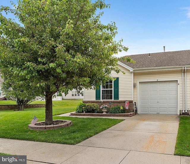 9 Peppergrass Dr N, Mount Laurel, NJ 08054 - view of front facade with a garage, a front yard, concrete driveway, a shingled roof, and brick siding