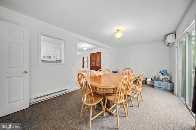 1211 Mcglaughlin Rd, Fishing Creek, MD 21634 - carpeted dining space featuring a baseboard radiator and a wall mounted air conditioner
