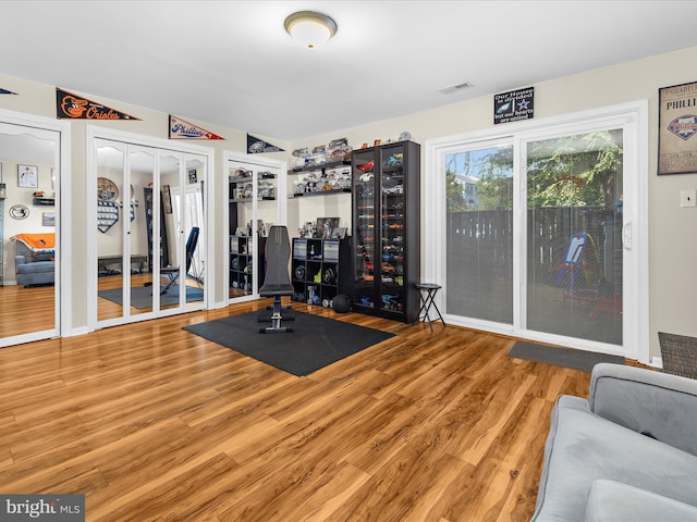 2524 Vineyard Ln, Crofton, MD 21114 - exercise room featuring wood finished floors