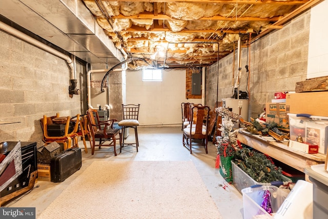 705 Hemlock Ct, Hanover, PA 17331 - basement featuring electric panel, water heater, and concrete block wall