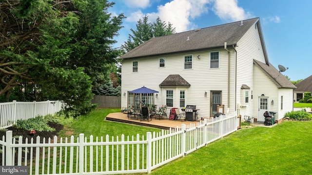 705 Hemlock Ct, Hanover, PA 17331 - back of house with a deck, roof with shingles, and outdoor dining space