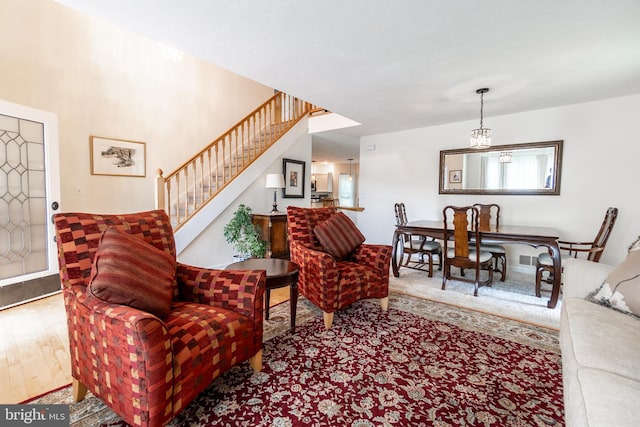 705 Hemlock Ct, Hanover, PA 17331 - living area with stairs and wood finished floors