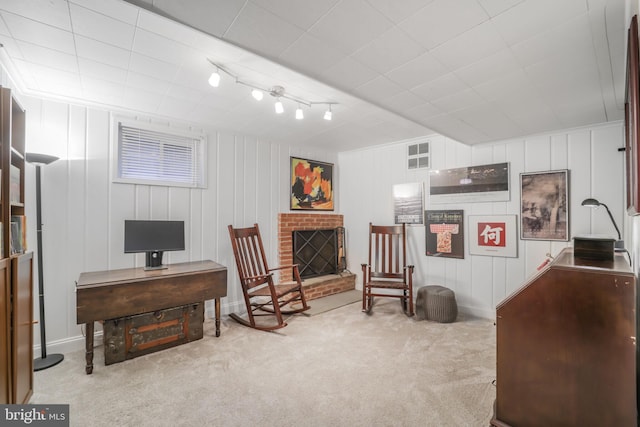 4831 Alton Pl NW, Washington, DC 20016 - living area featuring carpet and a brick fireplace