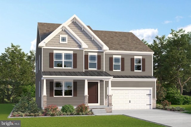 128 Fred Dr, North East, MD 21901 - craftsman-style house featuring a standing seam roof, a garage, driveway, and metal roof