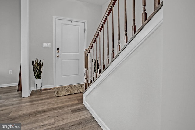 128 Fred Dr, North East, MD 21901 - foyer featuring wood finished floors, baseboards, and stairway