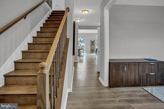 128 Fred Dr, North East, MD 21901 - staircase featuring wood finished floors and baseboards
