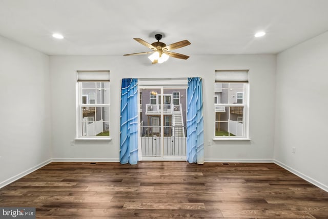 121 Stribling Way, Winchester, VA 22602 - unfurnished room with a ceiling fan, wood finished floors, recessed lighting, and baseboards