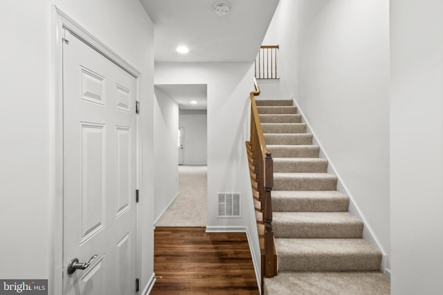 121 Stribling Way, Winchester, VA 22602 - staircase featuring recessed lighting, wood finished floors, and baseboards