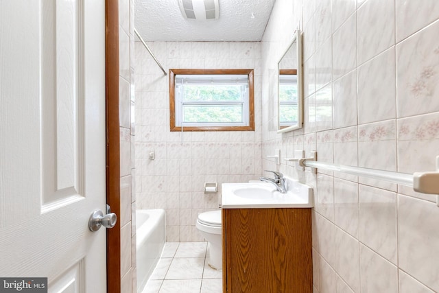 2 Idlewood St, Glen Burnie, MD 21061 - full bathroom featuring tile walls, toilet, tile patterned flooring, a textured ceiling, and vanity