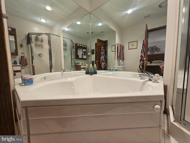 939 Glendale Rd Unit 13, Oakland, MD 21550 - bathroom featuring a stall shower, recessed lighting, and a whirlpool tub