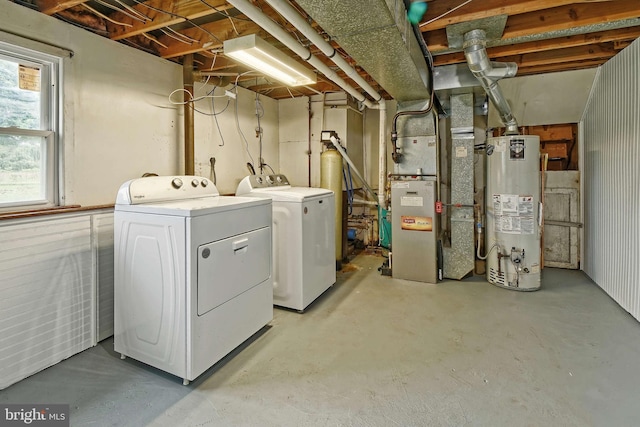 3176 S Hance Bridge Rd, Vineland, NJ 08361 - washroom featuring water heater, washer and dryer, and heating unit